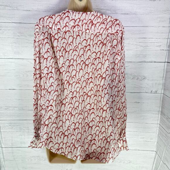Derek Lam Crosby 10 medium 100% silk white red sheer wrap drape blouse luxury - Picture 2 of 10
